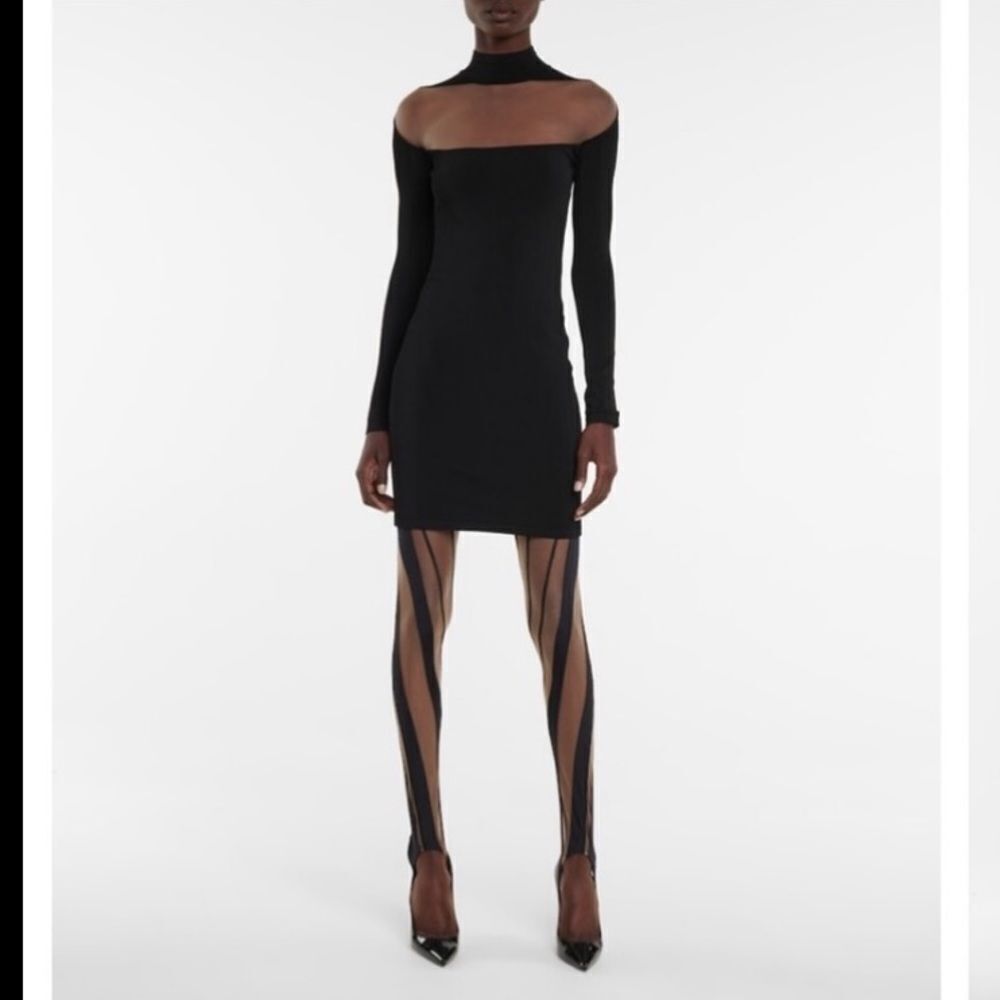 Mugler Mesh Panel Bodycon Dress - Picture 1 of 10
